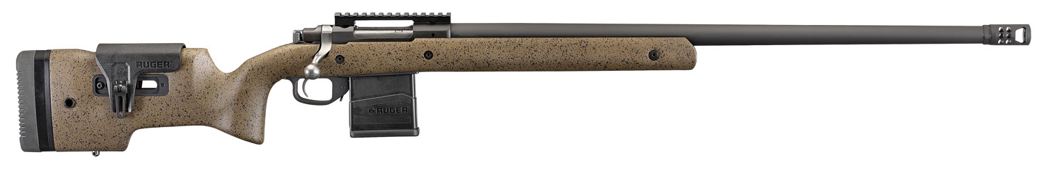 Ruger Hawkeye Long Range Target Bolt Action Rifle 57122, 204 Ruger, 26", Black Speckled Brown Stock, Matte Black Finish, 10 Rds