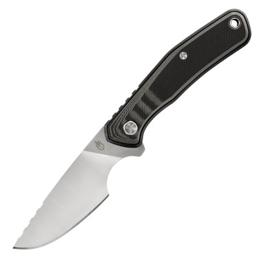 Gerber Downwind Black Fixed Blade Caper, Plain Edge, Drop Point, Waxed Canvas Sheath