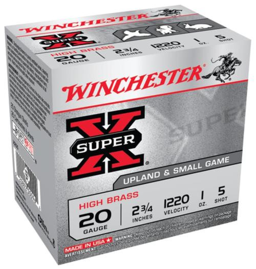 Winchester Super-X High Brass 20 Ga, 2.75", 1oz, 5 Shot, 25rd Box
