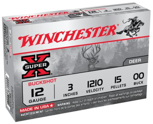 Winchester Super-X Buckshot Buffered12 Ga, 3", 1210 FPS, 15 Pellets, 00 Buck, Value Pack, 15rd Box