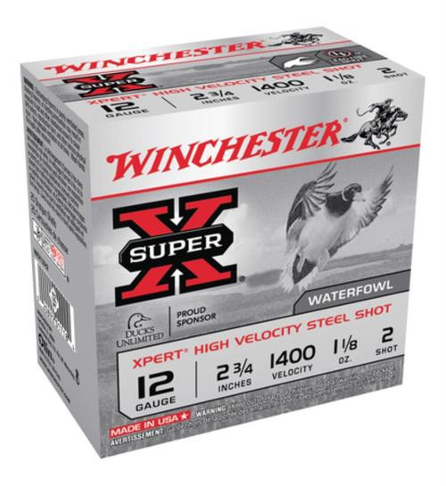 Winchester Super-X Xpert Steel Waterfowl Load 12 Ga, 2.75", 1400 FPS, 1.125oz, 2 Steel Shot, 25rd Box