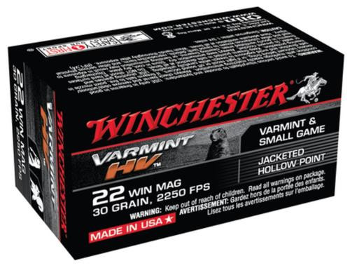 Winchester Varmint HV .22 WMR, 30gr, Jacketed Hollow Point 50rd Box