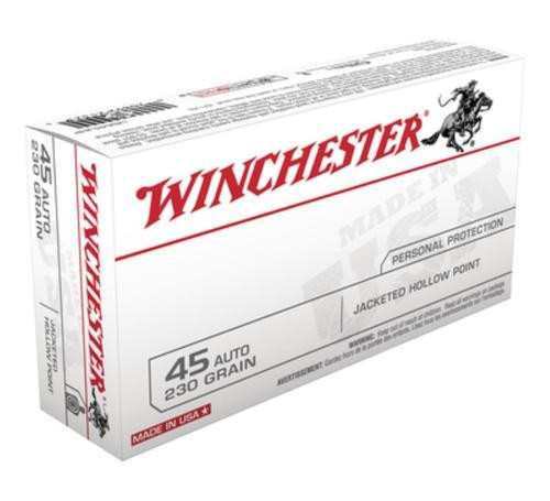 Winchester 45 ACP 230gr, Jacketed Hollow Point, 50rd Box