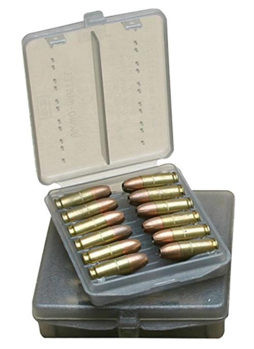 MTM Handgun Ammo Wallet 38/357 12rd Poly Clear Smoke