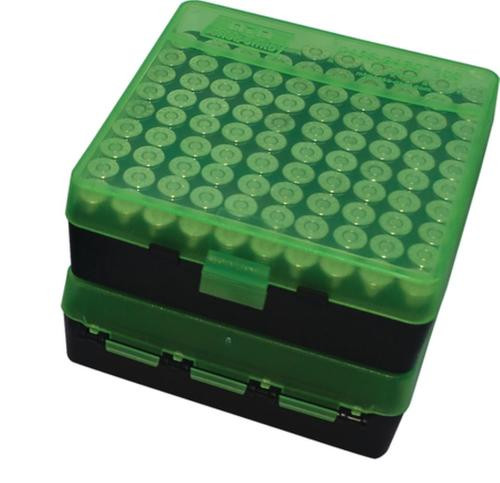 MTM Case Gard P-100 Fliptop Box 45 ACP/10mm/.40 S&W/.41 AE Clear Green/Black