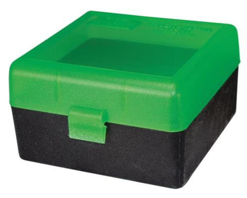 MTM Case Gard RS-100 Rifle Ammo Box .17 to .222 Magnum Clear Green/Black