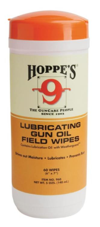 Hoppe's Large Lubricating Gun Oil Field Wipes 6x7 Inches 60 Count