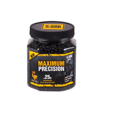 Game Face Maximum Precision 6mm Airsoft BB .25 Gram Black Pack of 5,000