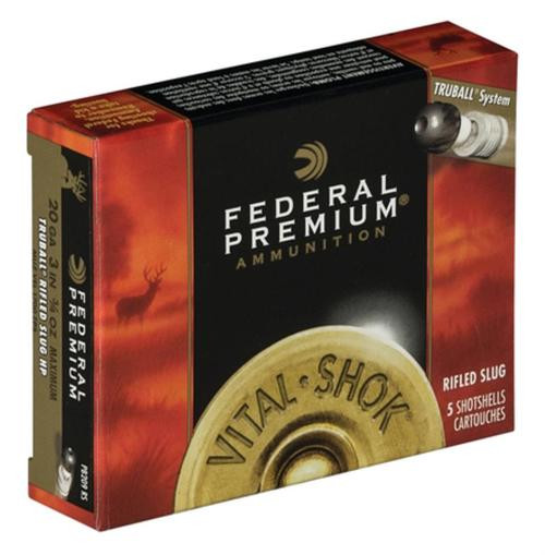 Federal Vital-Shok 20 Ga, 3", 1700 FPS, .75oz, TruBall Slug, 5rd Box