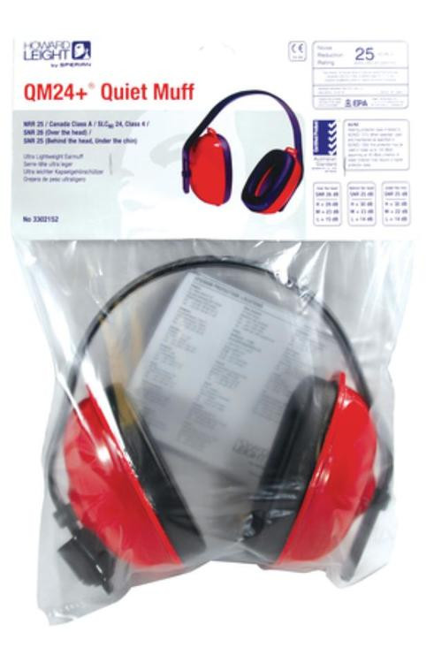 Howard Leight QM 24+ Earmuff Multiple Position Earmuff Red/Black