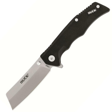 Buck Knifes 252 Trunk Folding Knife 3.75" Cleaver 7Cr17MoV Stainless Satin Blade G-10 Handle Black