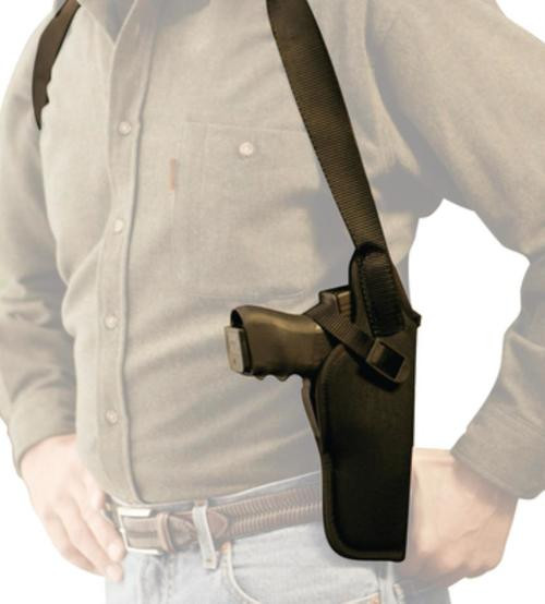 Uncle Mike's Vertical Shoulder Holster, Size 15 Fits up to 48" Chest, Black Nylon, Right Hand