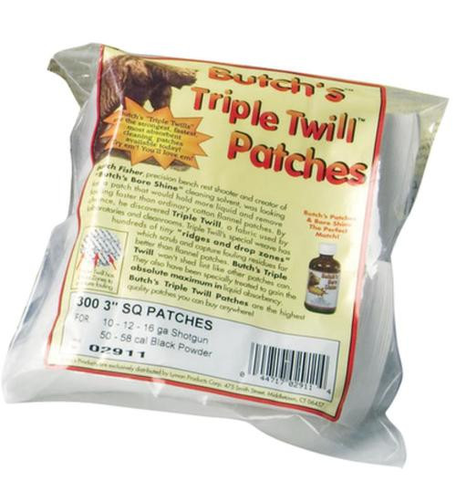 Butchs Triple Twill Patches Cleaning Patches 22 - 270 Cal 1000/Pk