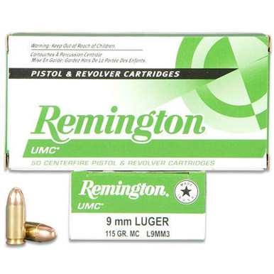 Remington UMC 9mm Luger Ammunition 115 Grain FMJ 50 Rounds