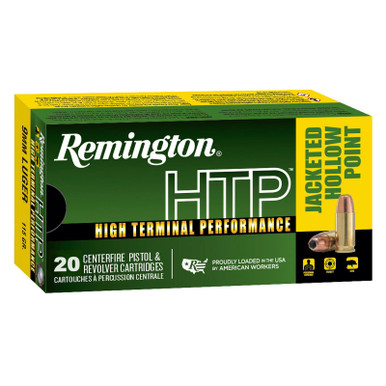 Remington HTP Handgun Ammuntion 9mm Luger 115GR JHP 20 Rounds