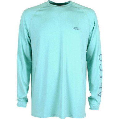 Aftco Samurai 2 LongBig Guy Samurai LS Performance Shirt Sleeve Sun Protection Shirt Bahama Heather 2X