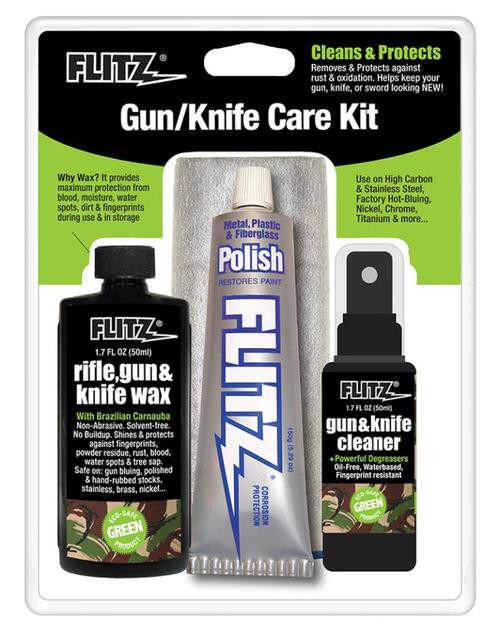 Flitz Gun & Knife Care Kit 4 Pieces, Polish/Cleaner/Wax/Cloth Universal