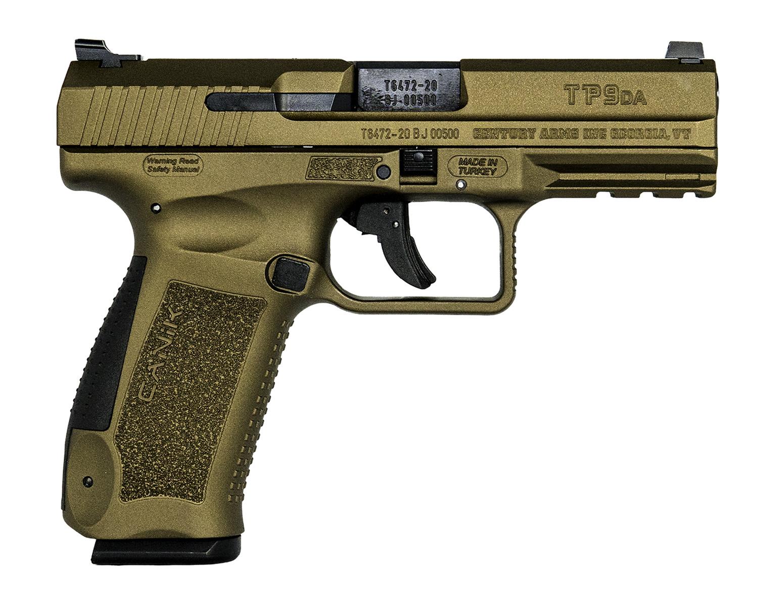 Canik TP9DA Double Action Pistol HG4873BN, 9mm, 4.07", Interchangeable Backstrap, Burnt Bronze Finish, 18 Rds