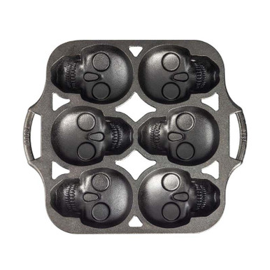 LODGE Skull Mini Cake Pan Cast Iron
