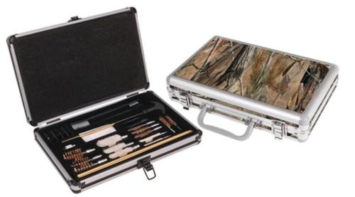 Outers 28 Pc Universal Gun Care Kit for .22 & Larger Calibers & Shotguns, Aluminum Camo Case