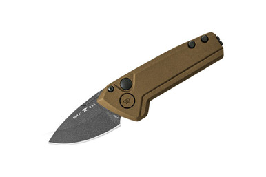 Buck 839 Mini Deploy AUTO Folding Knife - 1.875" 154CM Gray Cerakote Drop Point Blade, Burnt Bronze Aluminum Handles - 13445