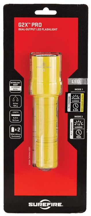 Surefire G2X Pro 6V 15/320 Lumens LED Yellow Polymer