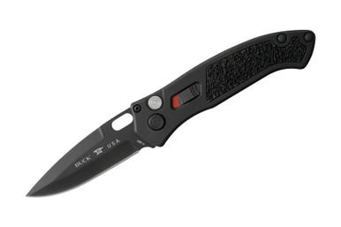 Buck 898 Impact AUTO Folding Knife - 3.125" S30V Black Cerakote Drop Point, Armor Black Cerakote Coated Aluminum Handles - 0898BKS1- B