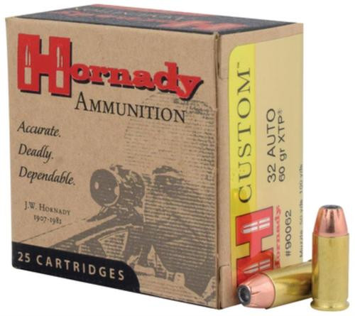 Hornady .32 ACP 60 Gr, Jacketd Hollow Point/XTP, 25rd/Box