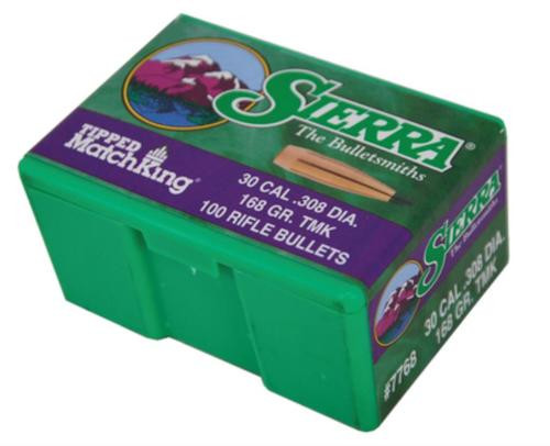 Sierra Bullets Match .308 Diameter 168 Grain Tipped Match King 100 Per Box, NOT AMMO THESE ARE RELOADING BULLETS