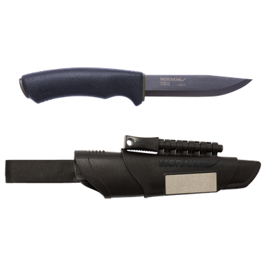 Morakniv Bushcraft BlackBlade Survival Knife with Fire Starter - Carbon Steel Blade, Black Rubber Handle, Black Sheath and Firestarter, 4.3" Blade and 9.1" Overall Length