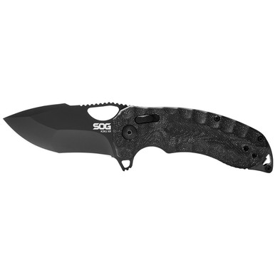 SOG Knives Kiku XR Folding Knife - 3" CTS-XHP Satin Plain Blade, Black Micarta Handles - XR Lock
