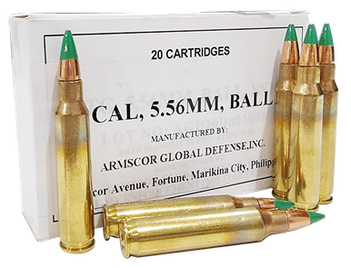 Armscor Rifle Ammo M855 Green Tip 5.56x45mm NATO - 62 gr, FMJ, 20 rounds per box
