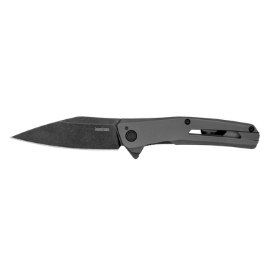 Kershaw 1404 Flyby Assisted Flipper Knife - 3" D2 BlackWashed Modified Wharncliffe Blade, Gray PVD Stainless Steel Handles