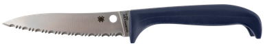 Spyderco Counter Puppy Kitchen Knife - 3.46" 7Cr17 Serrated Blade, Purple Plastic Handle