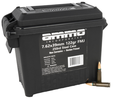 Ammo Incorporated Signature 7.62x39mm 122 gr Full Metal Jacket (FMJ) - 250rd Can