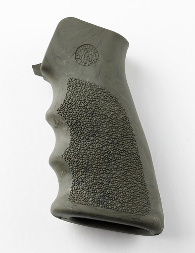 Hogue Overmolded Grip for the AR-15/M16 - Rubber, Finger Grooves, Ghillie Green