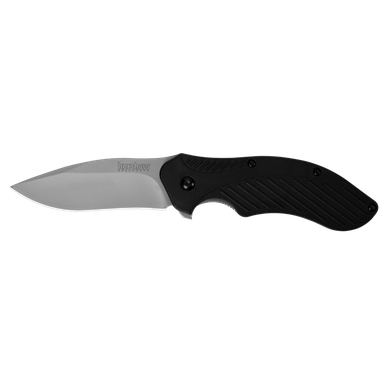 Kershaw 1605 Clash Assisted Flipper Knife - 3" 8Cr13MoV Satin Plain Blade, Black FRN Handles