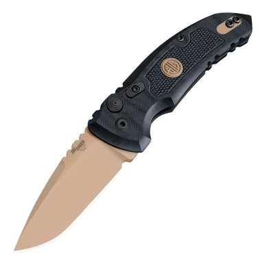 SIG Sauer by Hogue Elishewitz A01-MicroSwitch SIG Emperor Scorpion AUTO Folding Knife - 2.75" 154CM FDE Drop Point Blade, Black G10 Handles - 16110