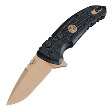 SIG Sauer Hogue X1-Microflip SIG Emperor Scorpion Flipper Knife - 2.75" 154CM FDE Drop Point Blade, Black G10 Handles