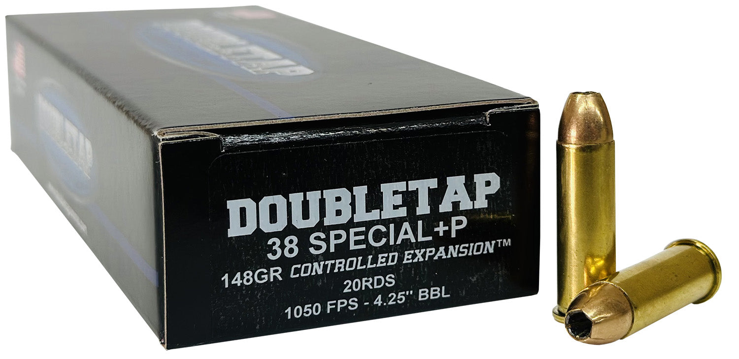 DoubleTap .38 Special Controlled Expansion +P 148 grain Jacketed Hollow Point ammunition 1050 FPS