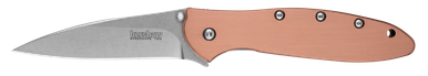 Kershaw Ken Onion Leek Assisted Flipper Knife - 3" CPM-154 Stonewashed Blade, Copper Handles - 1660CU