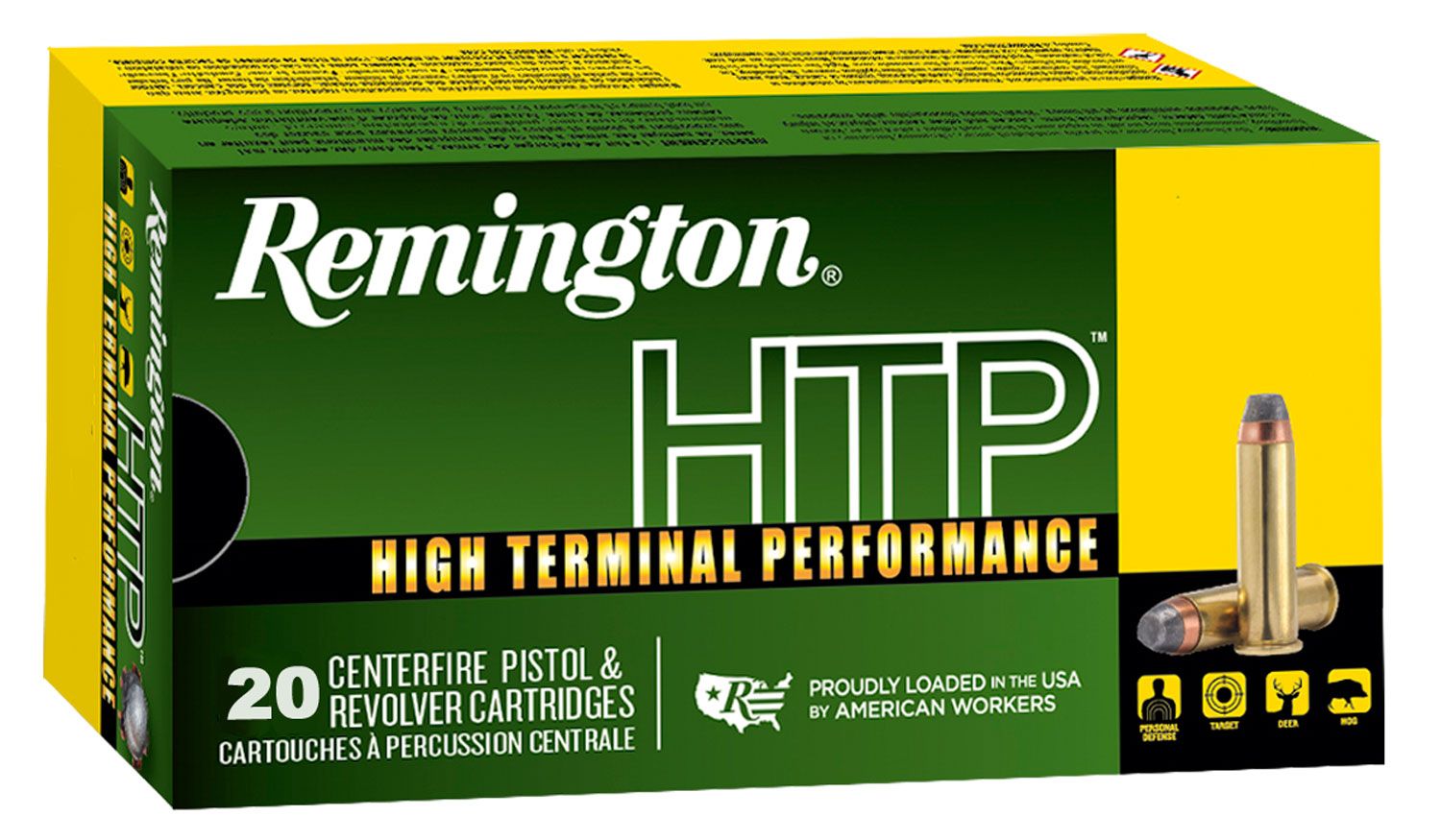 Remington HTP Pistol Ammunition 22303, 38 Special +P, Semi-Jacketed Hollow Point, 125 gr, 945 fps, 20 Rd/Bx