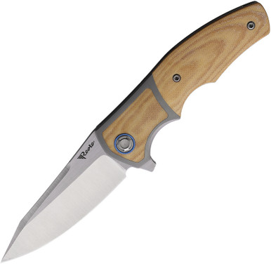 Reate Knives Mini Crossroad Framelock - 3.20" Bohler M390 Satin Blade, Titanium Handle with White Micarta Inlays