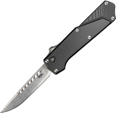 Southern Grind Auto Arachnid OTF - 3.20 S35VN Satin Blade, Black 7075-T6 Aluminum Handles