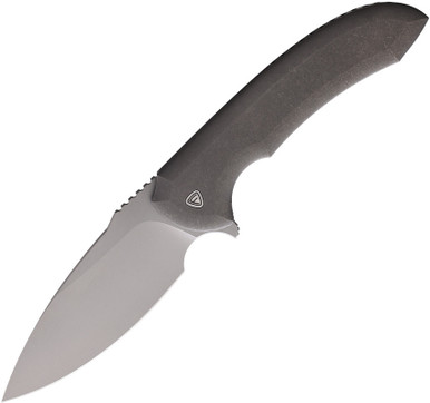Ferrum Forge Knife Works Allurus Folding Knife - 3.5" Stonewash CPM-20CV Blade, Gray Stonewash Titanium Handle