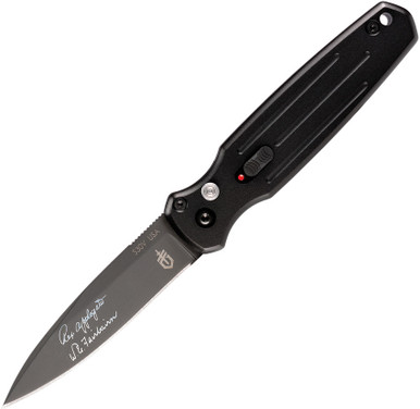 Gerber Mini Covert AUTO Folding Knife - 2.8" CPM-S30V Black Plain Blade, Black Aluminum Handles