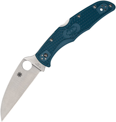 Spyderco Endura 4 Lightweight Wharncliffe Folding Knife - 3.8" K390 Satin Plain Blade, Blue FRN Handles - C10FPWK390