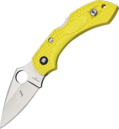 Spyderco Dragonfly 2 Salt Folding Knife - 2.25" H1 Satin Plain Blade, Yellow FRN Handles