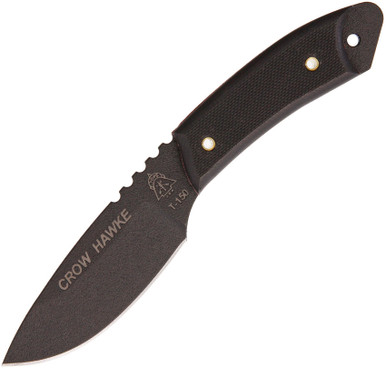 TOPS Knives CRH-01 Crow Hawke Fixed - 2.6" 1095 Drop Point Black Blade, Black G10 Handles, Kydex Sheath