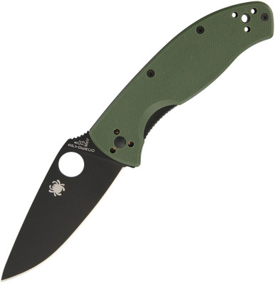 Spyderco Tenacious Folding Knife - 3-3/8" Black Plain Blade, Foliage Green G10 Handles
